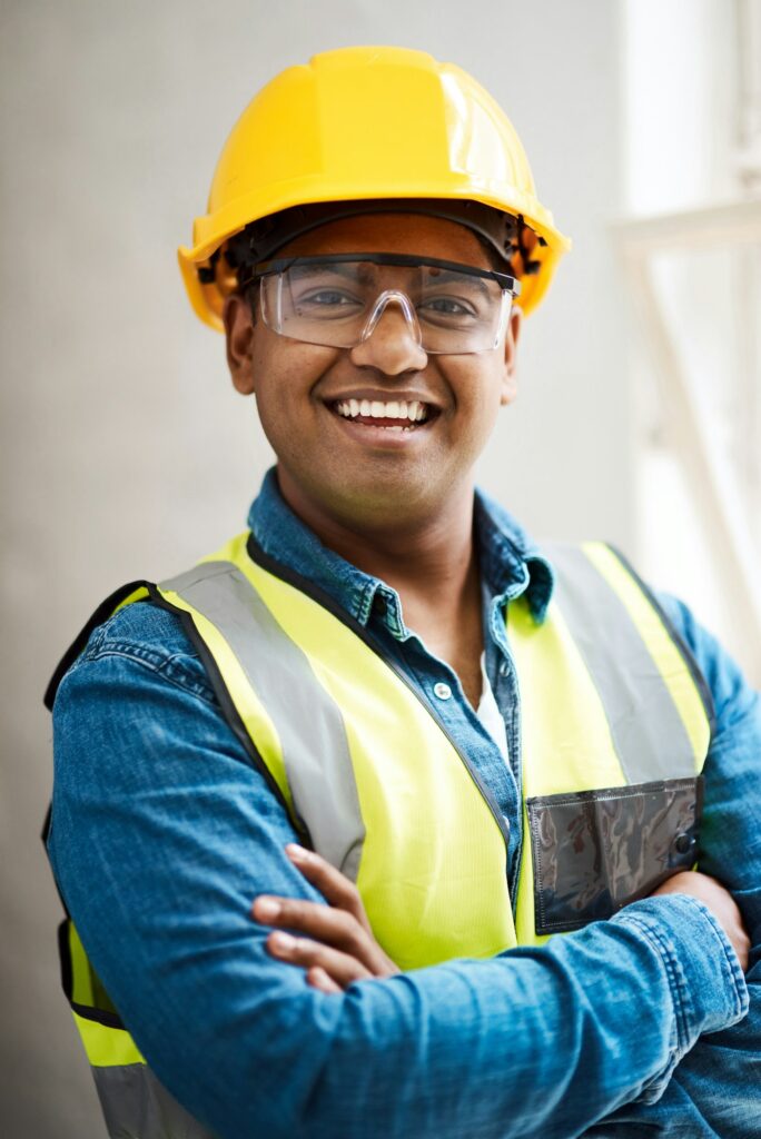 Shot of a engineer wearing protective gear on a construction site